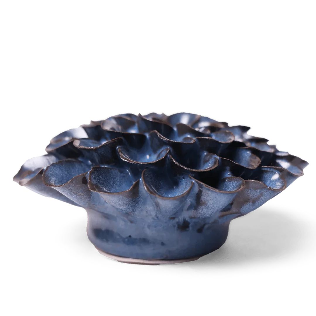 Pompon Dahlia Ceramic Flower – Blue Noir – 4.5″x1.5″